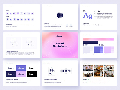 Aura – Brand Guidelines brand guidelines brand identity brand manual branding design graphic design icons logo logotype music app typography