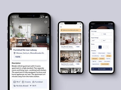 Flatstep – Mobile App apartment design interface minimalist mobile mobile app real estate ui ux