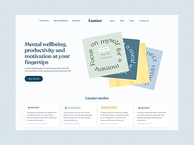 Lumier – a coaching app branding concept design graphic design hero interface landing mental health typography ui ux web website