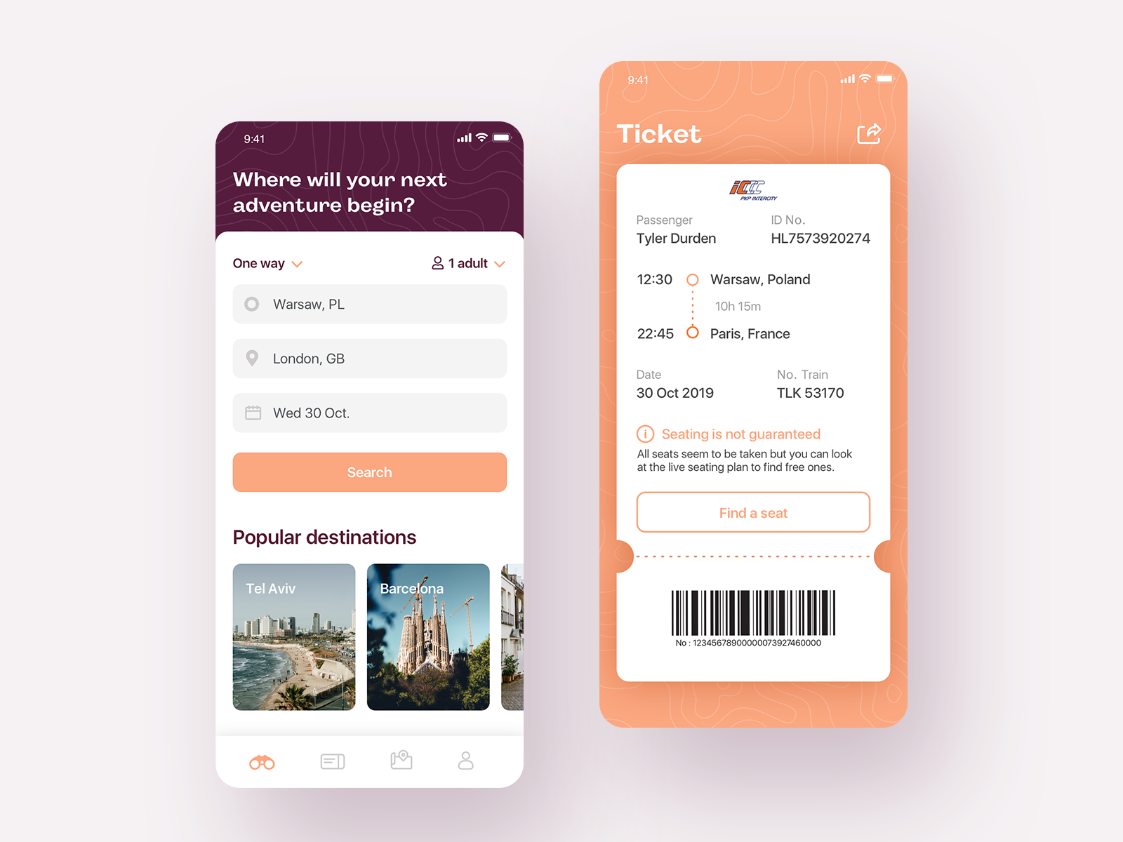 Train App by Maria Brilkova on Dribbble