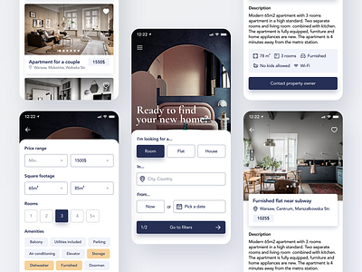 Apartment rental app app design flat graphic design interaction interface interior minimal mobile mobile app real estate ui user inteface ux