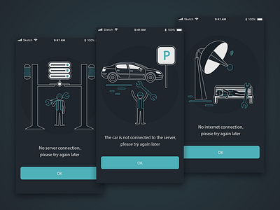 MagnuM Car - Empty states app car clean dark design flat illustration ios minimal mobile simple ui