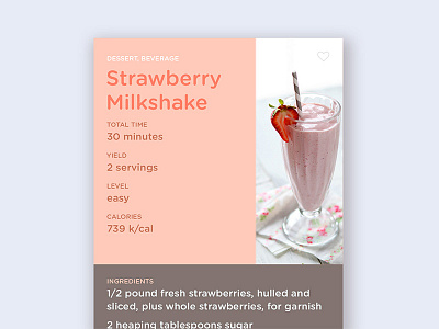 DailyUI Day040 040 dailyui day040 dessert milkshake recipe strawberry ui