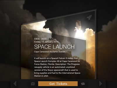 DailyUI Day070 070 dailyui day070 event final frontier launch liftoff posting shuttle space ticket ui
