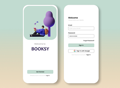 BOOKSY - sign up page app dailyui design ui