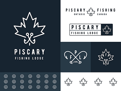 Piscary Fishing Lodge Branding badge branding canada fishing icon illustration lettering logos ontario outdoors