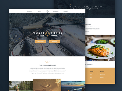 Piscary Fishing Lodge Landing Page canada design fishing hunting lodge logos ontario outdoors ui ux web