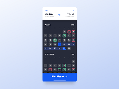 Flight & Travel App app calander flight app ios travel ui ux