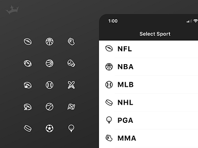 DraftKings Sport Icons app fantasy sports icons ios sports ui ux