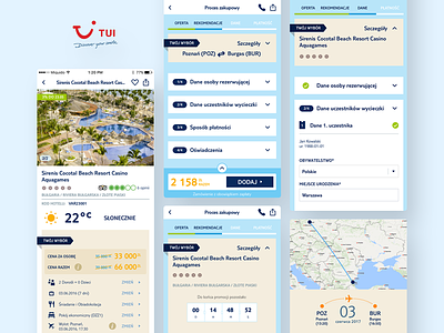 TUI Poland - Travel App - Buying Process 🏖 app blue buying process holiday hotel ios thomson travel trip tui ui ux