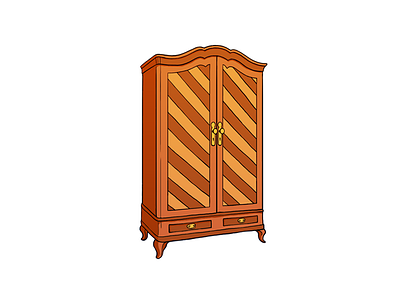 Wardrobe furniture illustration lineart wardrobe