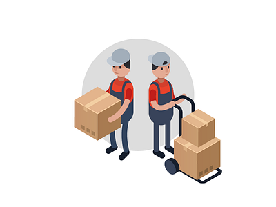 Personal Solution cargo character handyman illustration isometric loader shipping unqualified workers