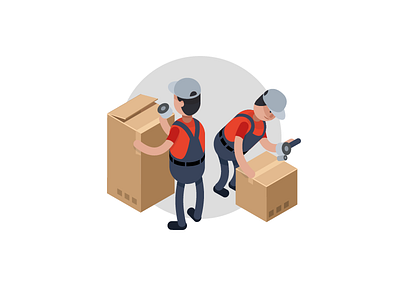 Personal Solution cargo character handyman illustration isometric loader shipping unqualified workers