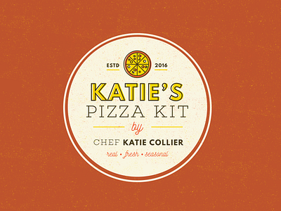 Katie's Pizza Kit badge branding logo pizza vintage