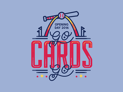 Go Cards Go baseball cardinals handmade illustration mlb opening day stipple stl texture typography