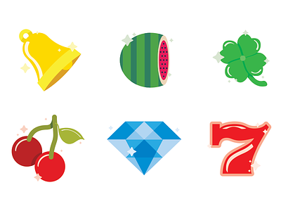 Slot Icons 7 bell cherry clover diamond lucky slots vector vegas watermelon