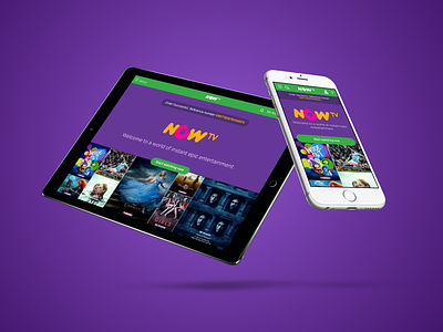 NOW TV Welcome Screen digital product responsive design ui design vod web design