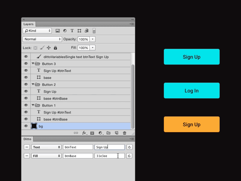 Use variables in Photoshop with Ditto cc design elliot extension photoshop variables
