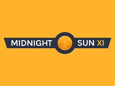 UW Midnight Sun XI blue logo midnight sun orange orange and blue polygon waterloo xi