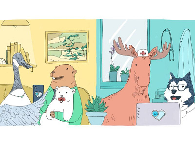 The 💙 Dialogue Family animals canada drawing healthcare illustration telemedicine