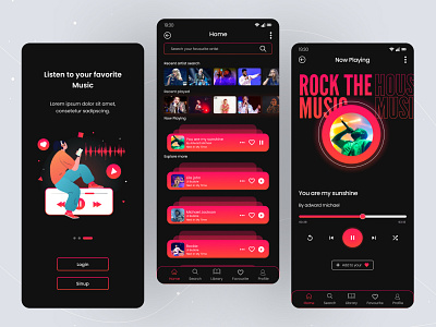 Music App Design app branding design icon illustration logo typography ui ux vector