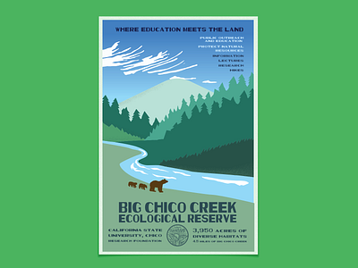 Big Chico Creek Ecological Reserve Poster brand branding design emblem illustration poster poster art typography vector