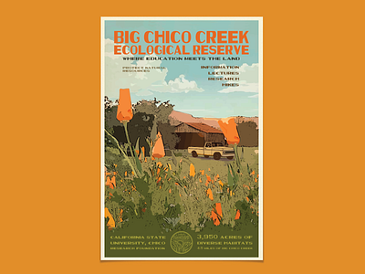 Big Chico Creek Ecological Reserve Poster branding design illustration poster poster art typography vector