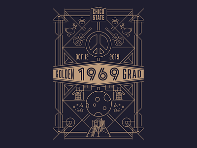 Chico State Golden Grad 1969 apparel branding design emblem icon illustration logo poster poster art typography vector