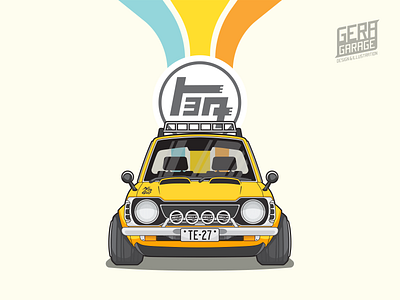 Chibi Corolla TE27 anime automotive car cartoon chibi corolla design digital illustration geragarageid illustration oldschool transportation vector vector art vehicles wheels