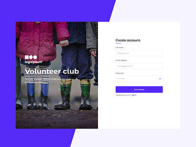 Volunteer - Sign up page