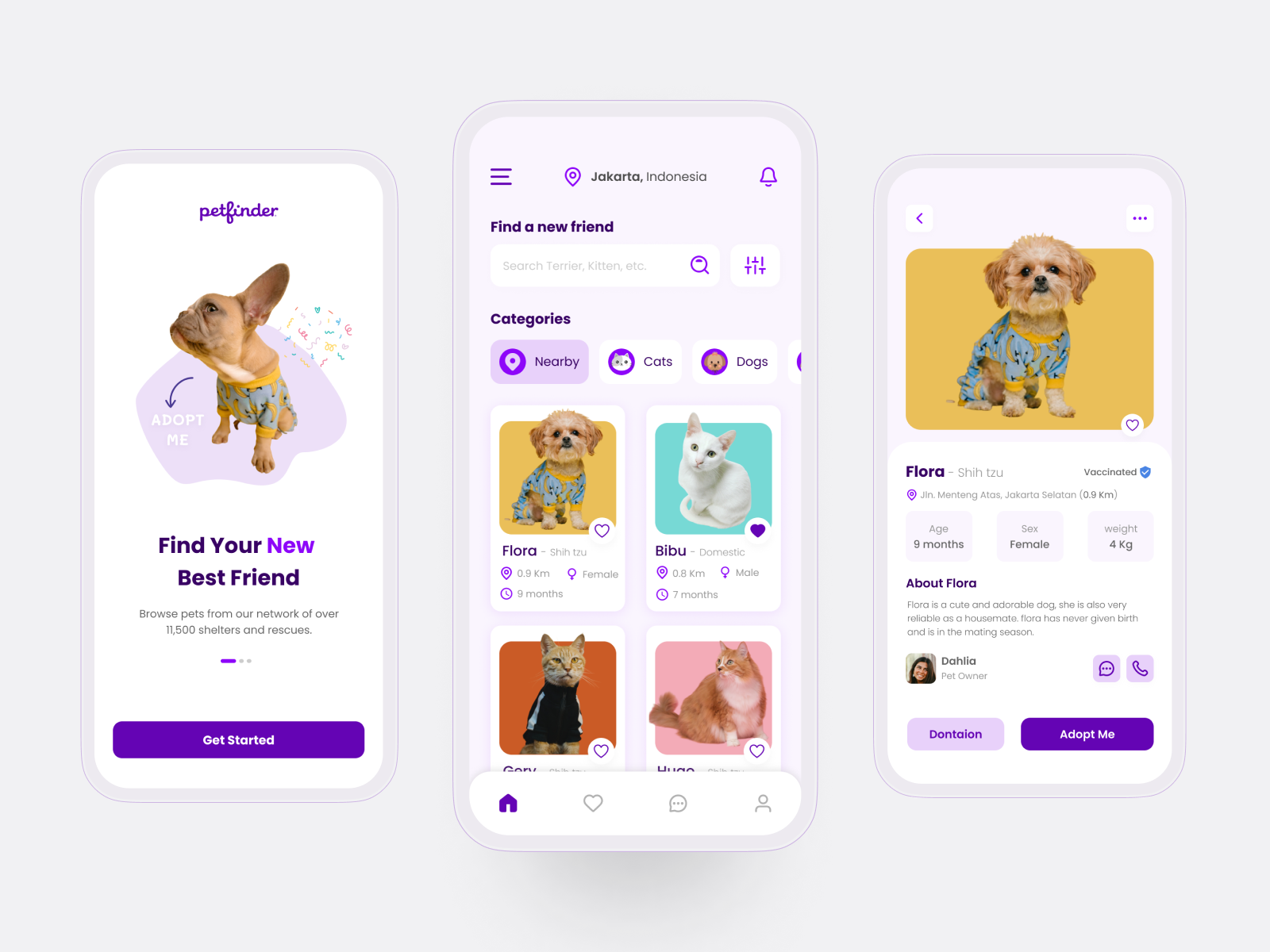 Petfinder App by Annisa Syawaliah for Waffle Space on Dribbble