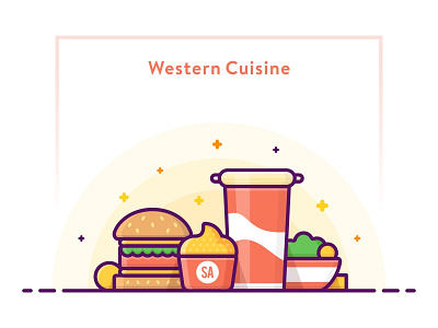 SA9527  Fast food guide page - Outline Style