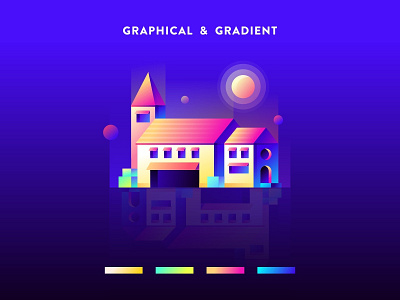 Graphical & Gradient : Beautiful Building 2 icon sa9527