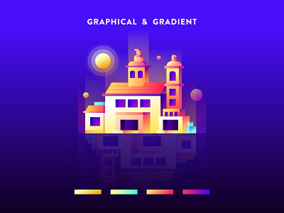 Graphical & Gradient : Beautiful Building 4 icon sa9527