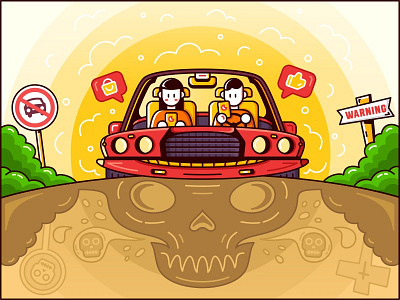 SA9527 - Dangerous Driving danger death driving illustration phone sa9527 warning