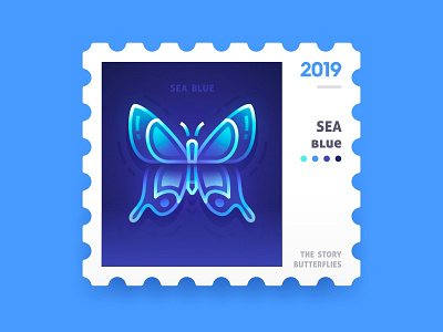 SA9527 - Butterfly Story （Sea Blue） blue branding butterfly design illustration sa9527 sea story style