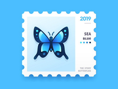 SA9527 - Butterfly Story （Sea Blue）02 blue branding butterfly design illustration sa9527 sea story style