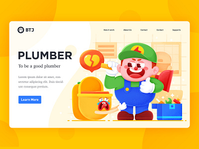 SA9527 - Redesign Concept Banner 4 art banner business concept creative design development illustration landing page launch page plumber plumber guy process strategy technology vector web app website