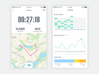 Daily Exercise — Running 5 analyse heart ios rate result run sport time ui