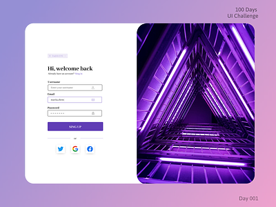Day 001 — Sing up | 100 days UI challenge 100 days ui challenge design singin singinform singup singupform typography ui uichallenge