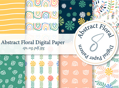 Abstract Floral Digital Paper Pattern abstract pattern art background background pattern blossom branding design digital paper flower graphic design illustration multicolor pattern pattern design trendy pattern