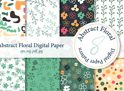 Abstract Floral Digital Paper Pattern abstract digital paper abstract pattern art background blossom design digital paper floral pattern flower graphic design illustration multicolor pattern trendy pattern