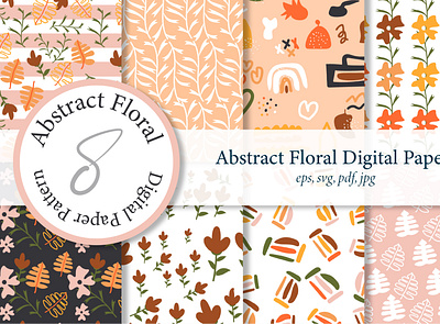 Abstract Floral Digital Paper art background blossom branding design digital paper floral flower graphic design illustration patter pattern