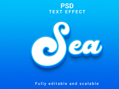 Sea Blue 3D Photoshop Text Effect 3d 3d text blue cartoon effect mockup sea blue smart object text effect typo typography