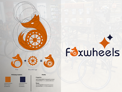 Foxwheels Bicycle Servicing Shop Logo 3d animation app bicycle branding design graphic design icon il illustration logo motion graphics shop typography ui ux vector