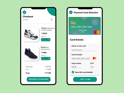 Checkout and payment screens design ui ux