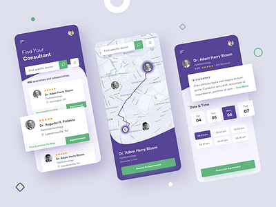 Medical Mobile App - Doctor Appointment Scheduling android app application appointment booking clinic consultation design health healthcare ios medical mobile scheduling telemedicine ui ux