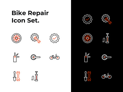 Bike Repair Service Line Icons