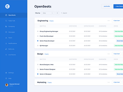 Hiring Platform - Dashboard UI by Sayeed Ahmad on Dribbble