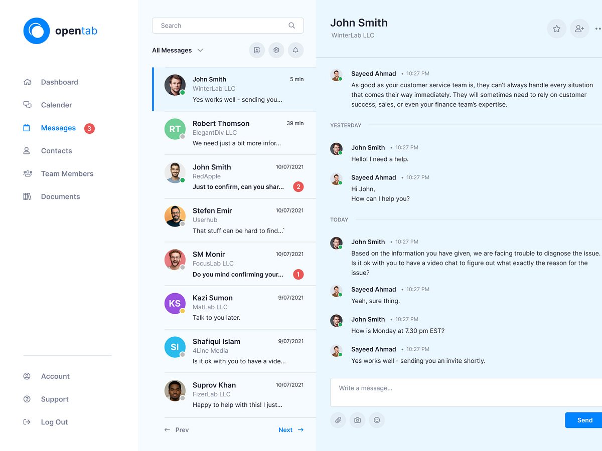 Messenger Dashboard by Sayeed Ahmad on Dribbble